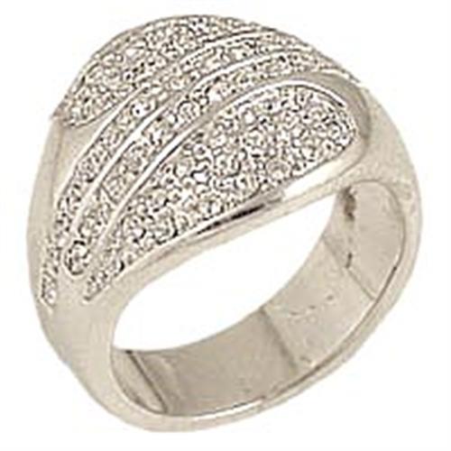 JCE212-10 Rhodium Brass Ring with Top Grade Crystal  in Clear-10